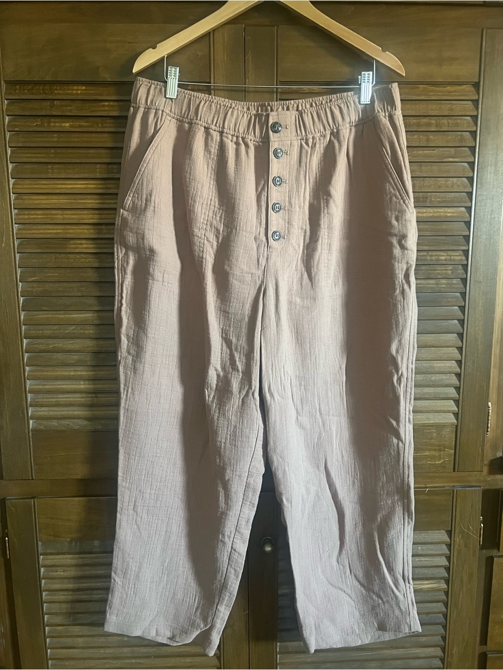 Madewell Linen Crop Tan Pants